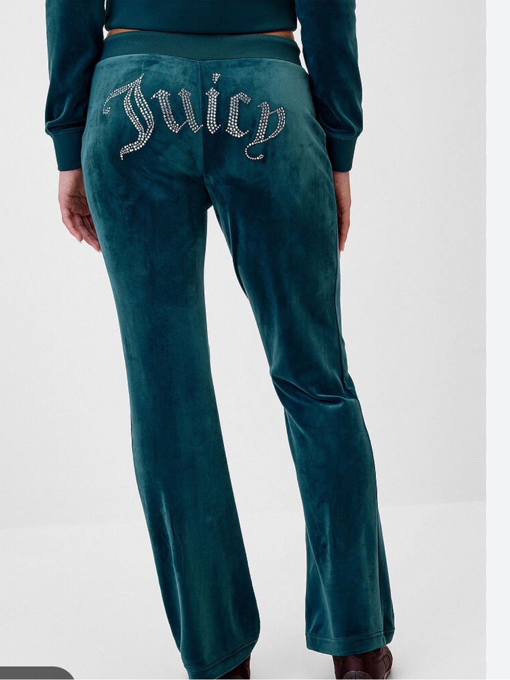 Juicy Couture Teal Velour Sweatpants Joggers Rhinestone 'Juicy' Women’s Size M